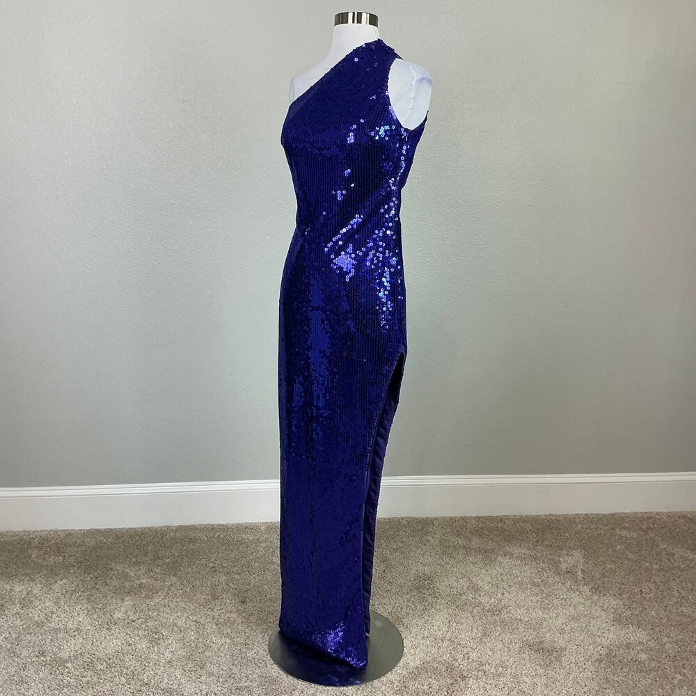 Mac Duggal 10905 Sequined Backless Long Column Evening Gown Purple Size 4 Dress - Picture 6 of 12